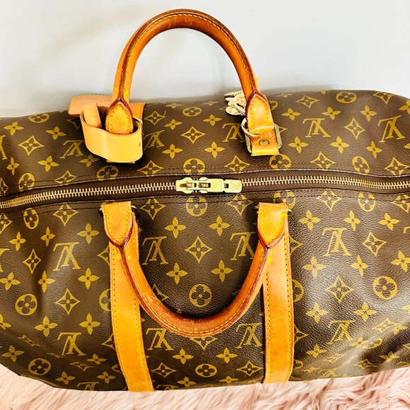 AUTHENTIC LOUIS VUITTON KEEPALL 50 MONOGRAM WITH DUST BAG LUGGAGE SET VI881 - Picture 4 of 16